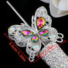 Silver crystal butterfly beads with colorful gemstone accents and a silver tube for jewelry making