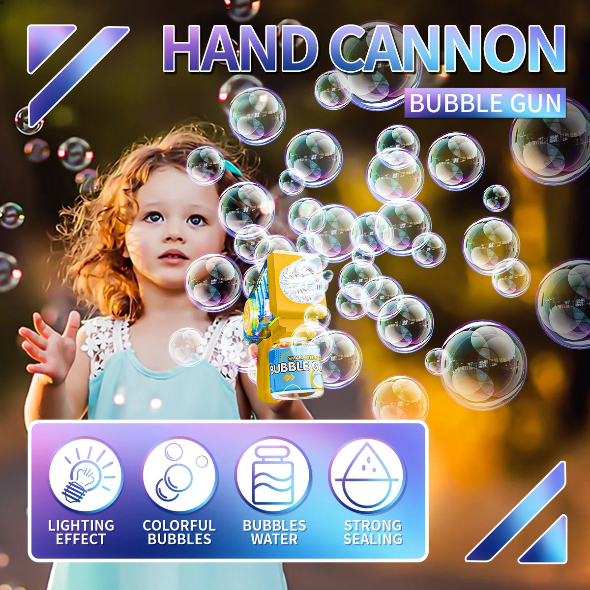 LED Bubble Gun Toy for Kids with Color-Changing Lights