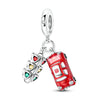 Sterling silver charm bead pendant featuring a red car design with gemstone accents.