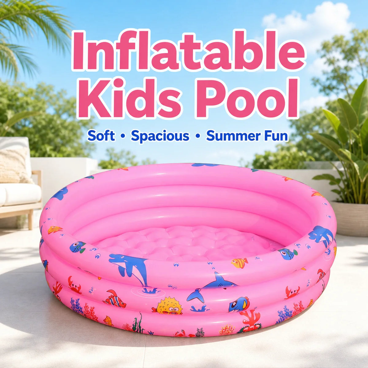 Round Inflatable Swimming Pool for Outdoor Summer Fun