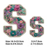 Two floral letter patches S and S made of fabric for DIY clothing and accessories