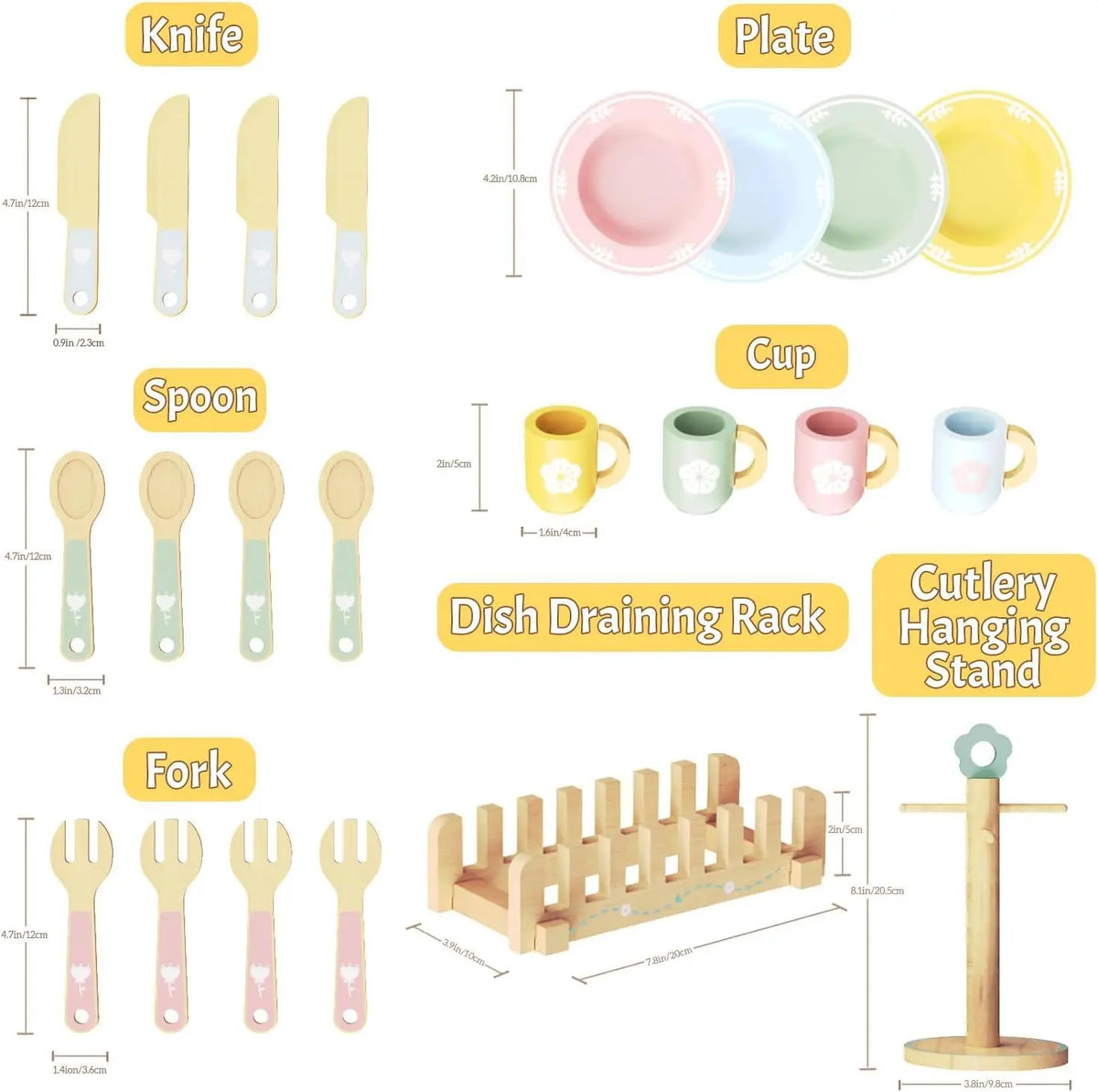 Wooden Cookie Baking Play Food Set for Toddlers
