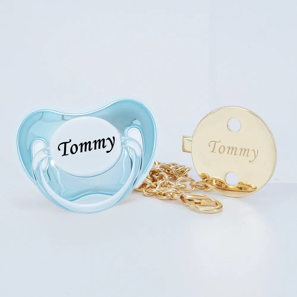 Personalized Gold Bling Pacifier with Clip