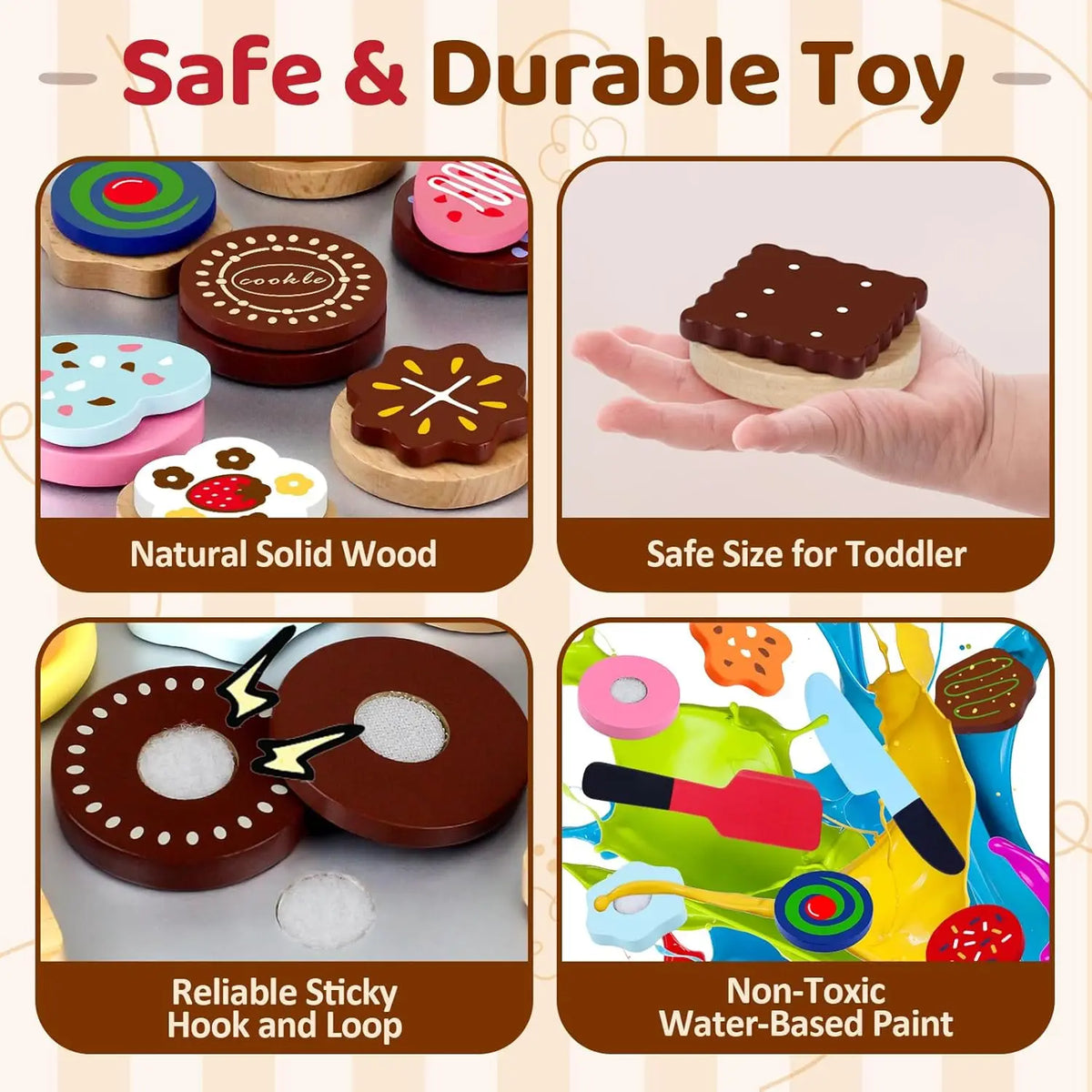 Wooden Cookie Baking Play Food Set for Toddlers