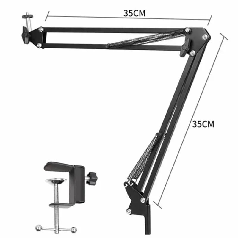 Black flexible gooseneck arm tripod with phone mount and adjustable angle.