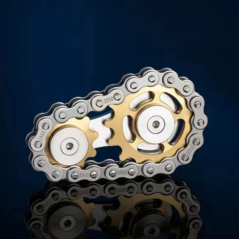 Stainless Steel Gear Chain Fidget Spinner for Stress Relief