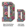 Floral letter D patch made of fabric for DIY clothing and accessories