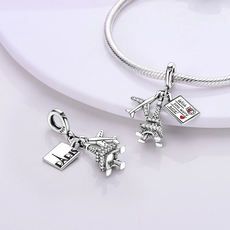 Sterling Silver Travel Charm Bead for Bracelets and Necklaces