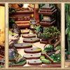 A set of 3D wooden book nook kits featuring miniature scenes with LED lighting and detailed foliage.