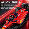 A red alloy shell mini F1 racing RC drift car with number 16 is shown in a close-up view.