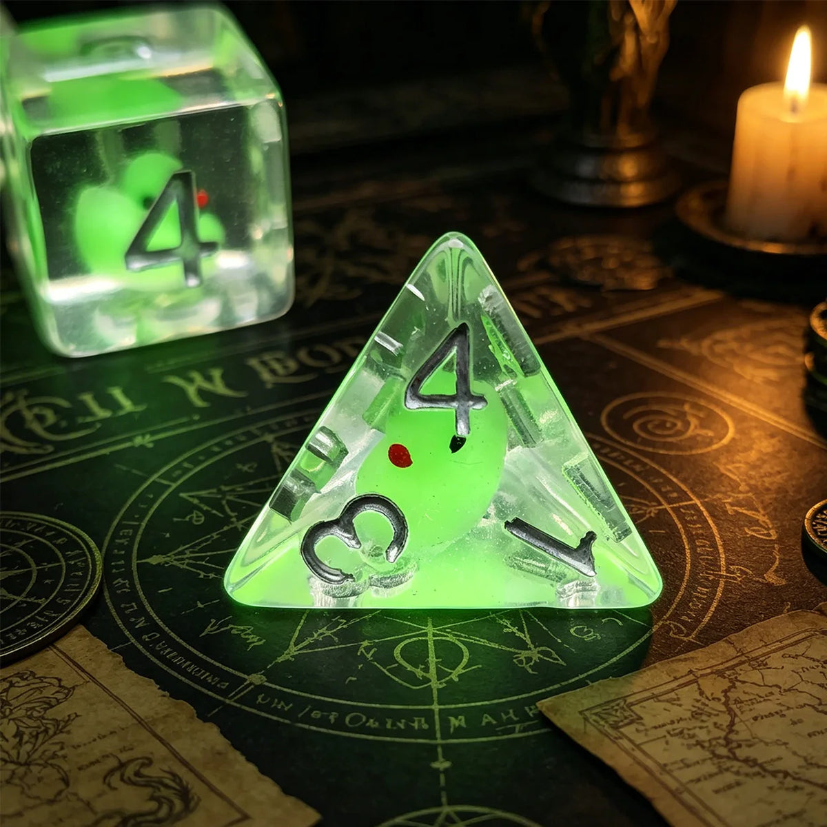 Glow-in-the-Dark Duck Polyhedral Dice Set – 7 Piece RPG Dice for Tabletop Games