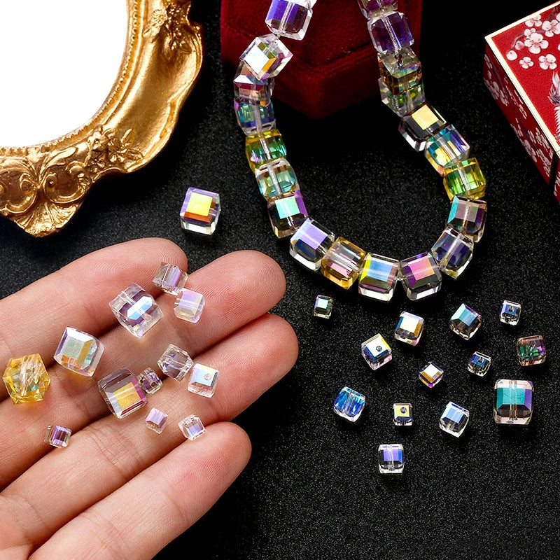 Crystal Cube Beads for Jewelry Making – 4mm, 6mm, 8mm