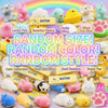 A collection of various sized and colored glitter poop stress balls and squishy fidget toys.