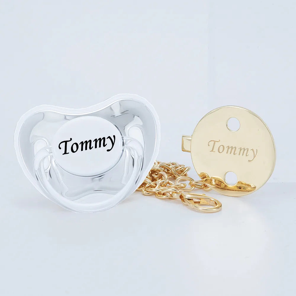 Personalized Gold Bling Pacifier with Clip