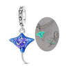 Sterling silver charm pendant set featuring starfish, sea turtle, and whale shark charms.