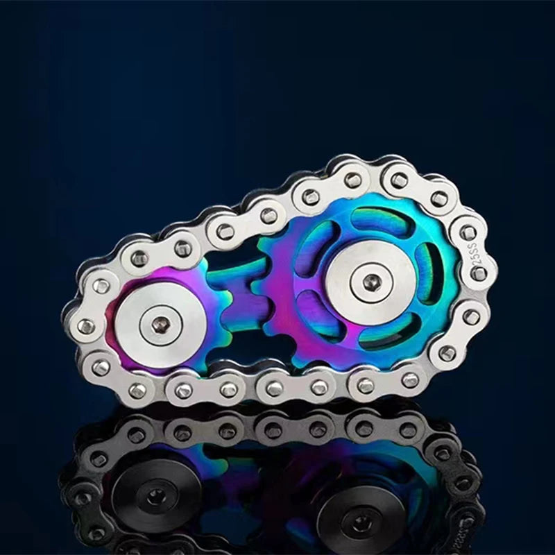 Stainless Steel Gear Chain Fidget Spinner for Stress Relief