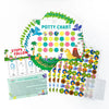 A colorful potty chart with various reward stickers and illustrations for toddler potty training.