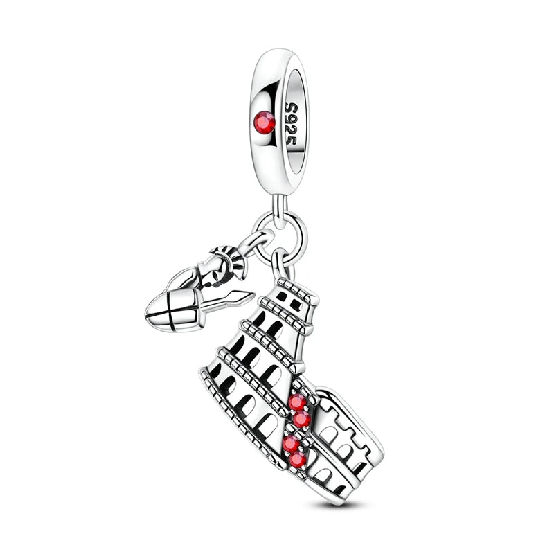 Sterling Silver Travel Charm Bead for Bracelets and Necklaces