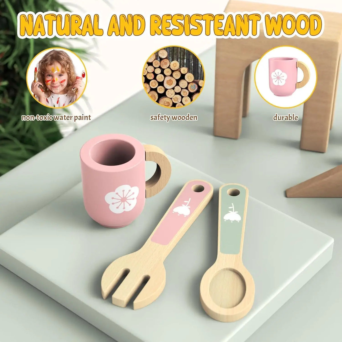 Wooden Cookie Baking Play Food Set for Toddlers