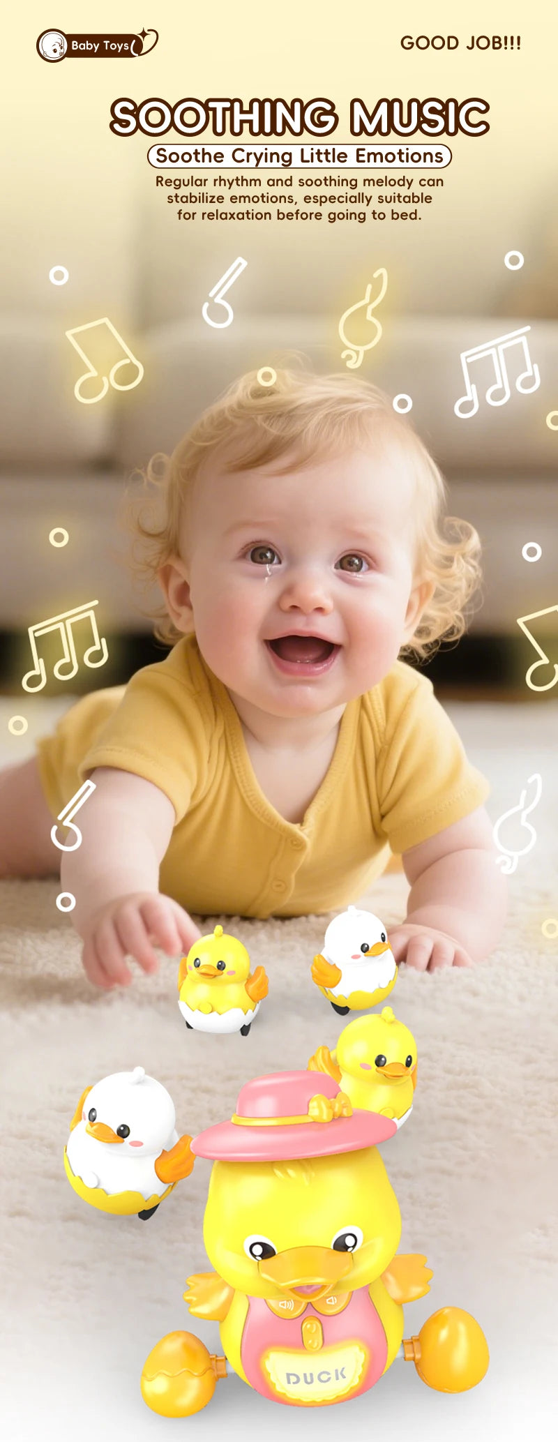 Musical Duck Toy Set with Lights and Sounds for Crawling Babies