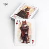 A vintage illustration of a cat playing card, specifically the Jack of Hearts, featuring a detailed feline portrait.