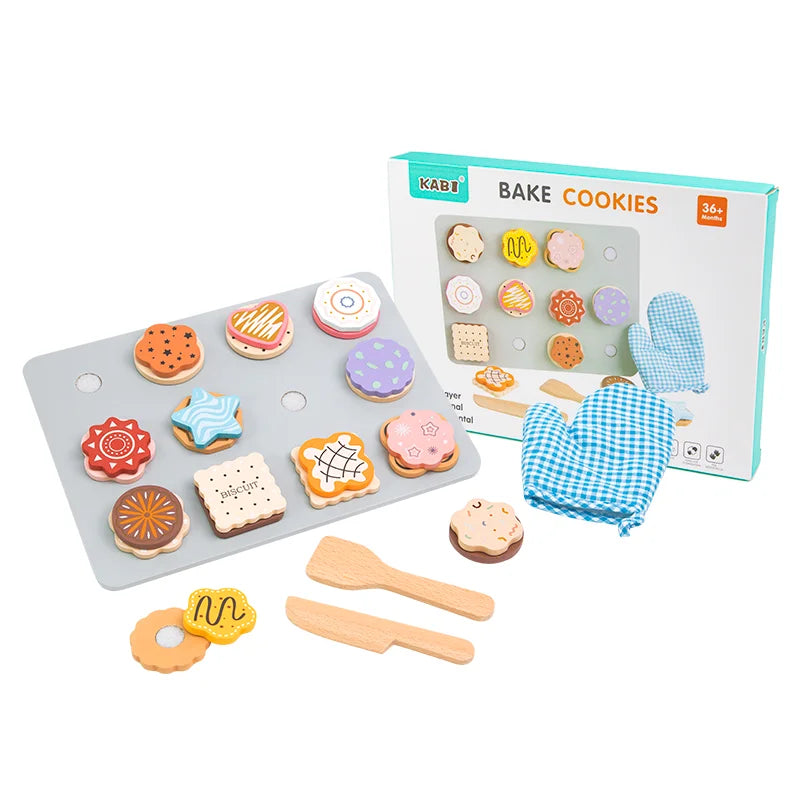 Wooden Cookie Baking Play Food Set for Toddlers