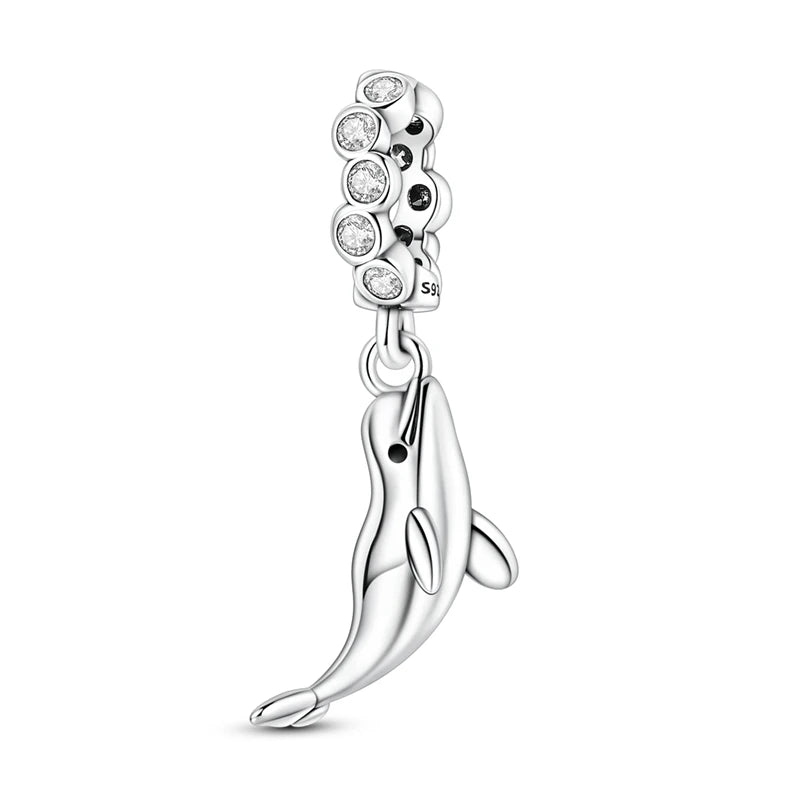 Sterling silver charm pendant set featuring starfish, sea turtle, and whale shark designs