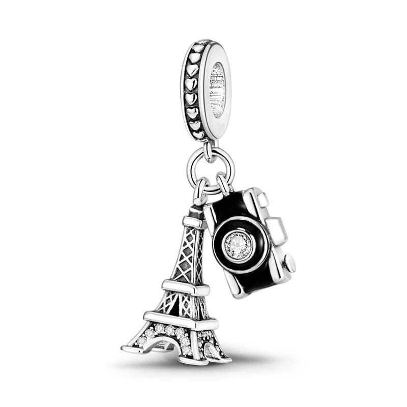 Sterling Silver Travel Charm Bead for Bracelets and Necklaces