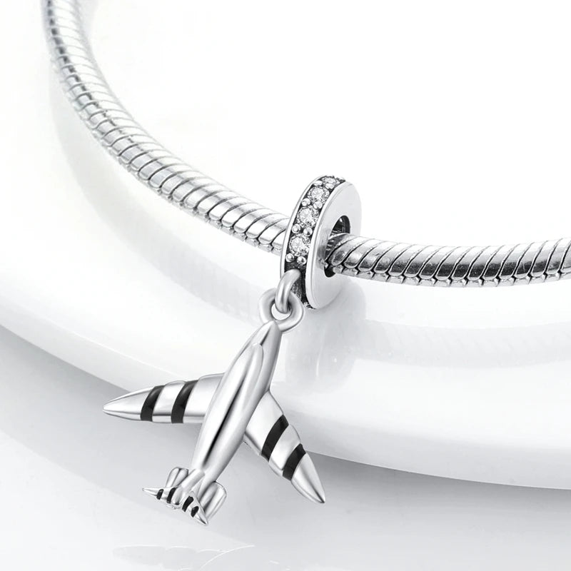 Sterling Silver Travel Charm Bead for Bracelets and Necklaces