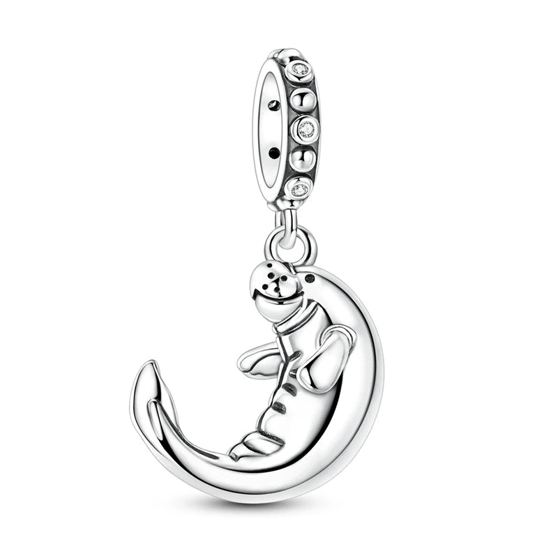 Sterling silver charm pendant set featuring starfish, sea turtle, and whale shark.