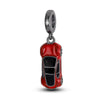 Sterling silver charm bead pendant shaped like a red car with a key and more details