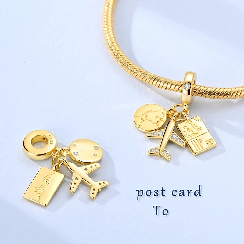 Sterling Silver Travel Charm Bead for Bracelets and Necklaces