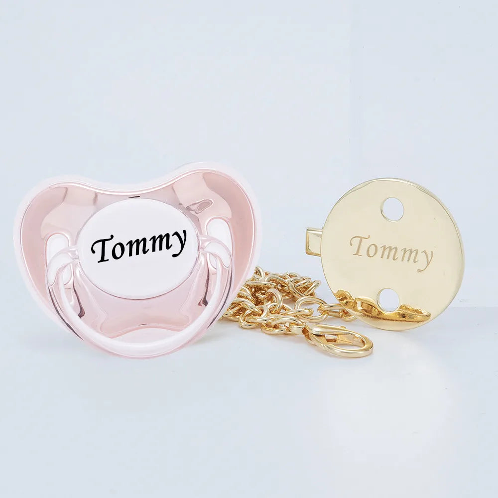 Personalized Gold Bling Pacifier with Clip