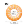 A round, orange fruit-inspired inflatable pool float ring with a 35cm diameter.