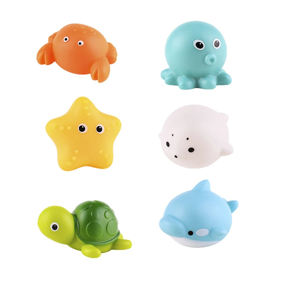 Turtle Water Play Bath Toy Set with Net and Squeeze Animals