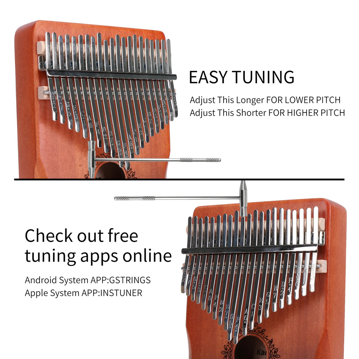 21-Key Ergonomic Kalimba Thumb Piano with Tuning Kit