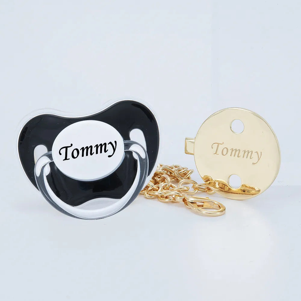 Personalized Gold Bling Pacifier with Clip