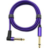 Purple right-angle 6.35mm instrument cable for guitar and bass