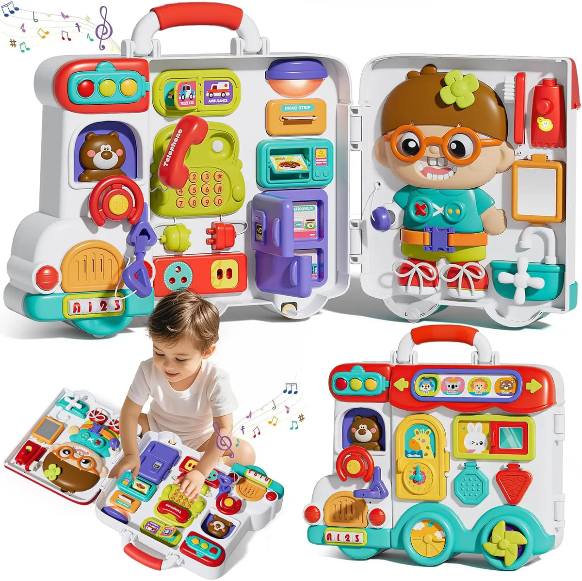 Musical Busy Board for Toddlers - Sensory Montessori Toy