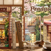 A set of wooden book nooks featuring traditional Japanese architecture and natural scenes with LED lighting and a touch switc