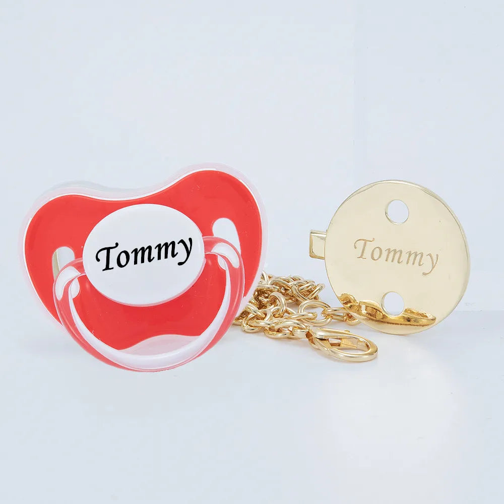 Personalized Gold Bling Pacifier with Clip