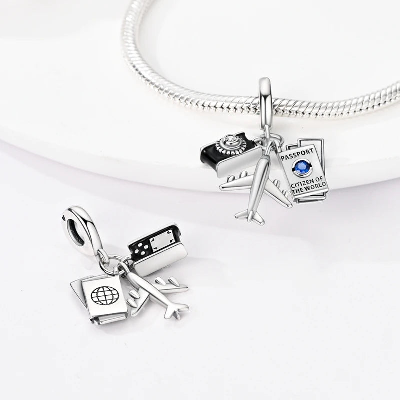 Sterling Silver Travel Charm Bead for Bracelets and Necklaces