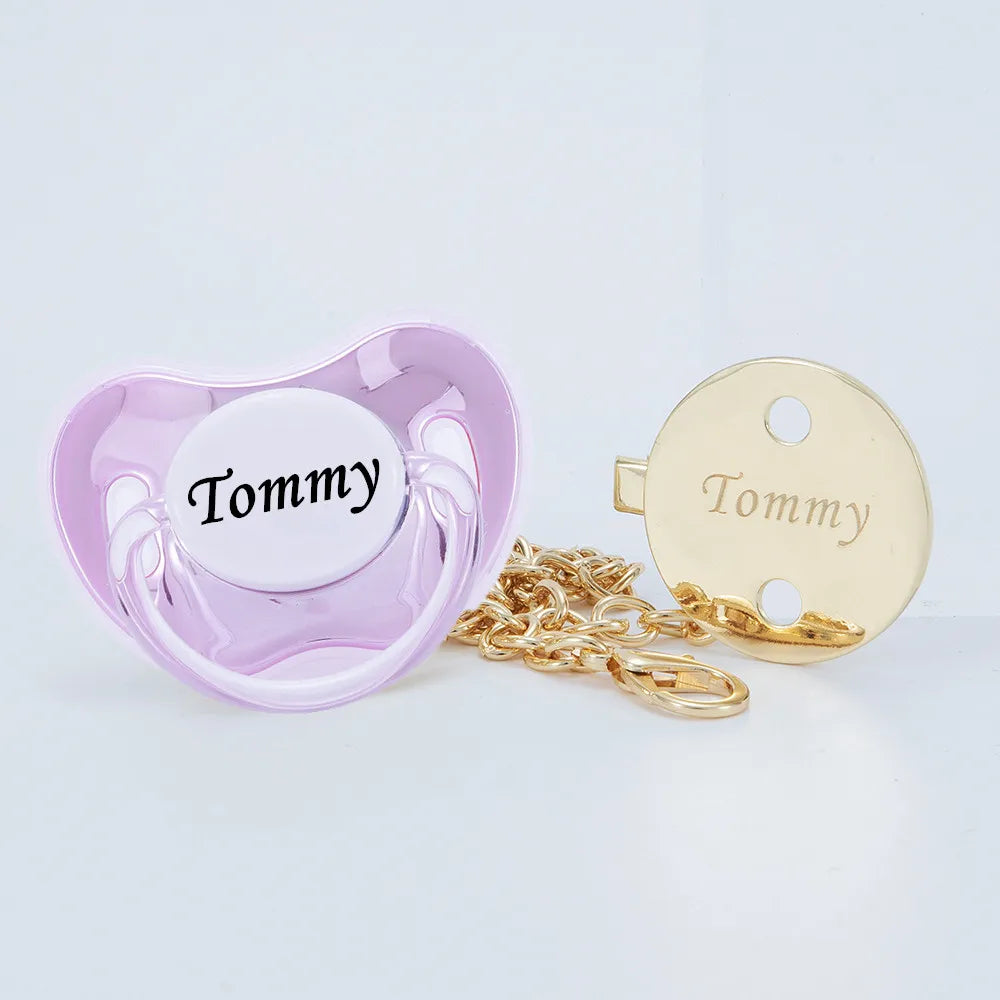 Personalized Gold Bling Pacifier with Clip