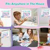 A collection of photos showing a potty training reward sticker chart used by toddlers in various household settings.