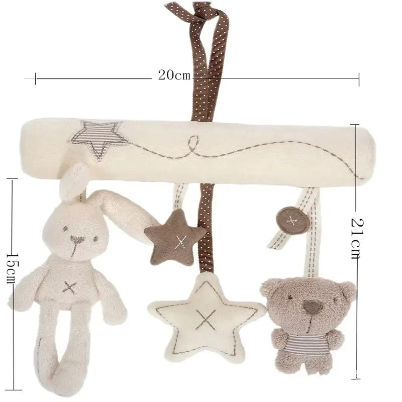 Hanging Plush Rabbit Rattle Toy for Strollers and Cribs
