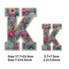 Floral letter K and KK iron-on patches for DIY clothing and accessories