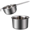 A complete candle making kit featuring a stainless steel melting pot, thermometer, and measuring cup.