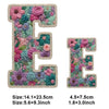 Floral letter E patch made of fabric for DIY clothing and accessories