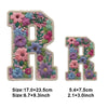 Floral letter R and R iron-on patches for DIY clothing and accessories