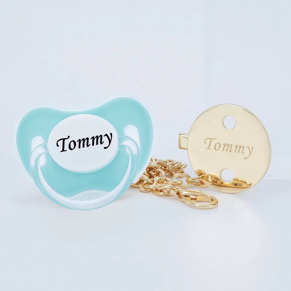 Personalized Gold Bling Pacifier with Clip